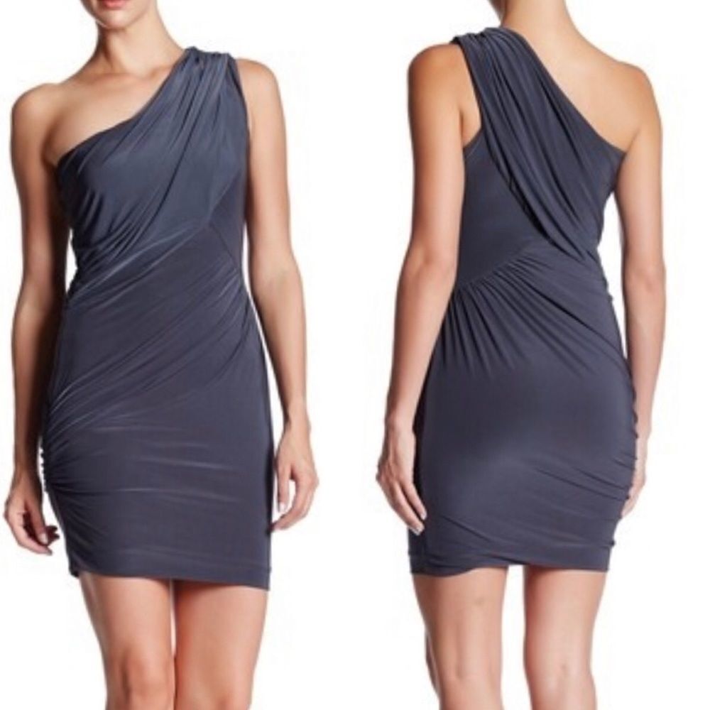 Soprano one Shoulder Charcoal gray cocktail dress size M